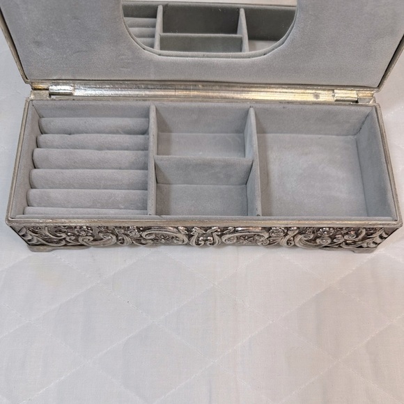 Vintage Godinger Ornate Silver Tone Decorative Jewelry Box 1992 Sturdy Metal - Picture 10 of 14